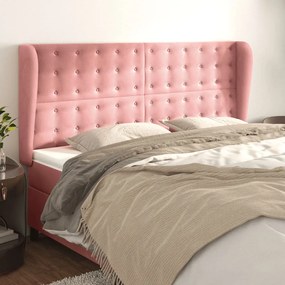 vidaXL Κεφαλάρι με Πτερύγια Ροζ 163x23x118/128 εκ. Βελούδινο