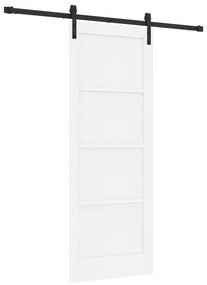 vidaXL Συρόμενη Πόρτα με Σετ Υλικών Λευκή 78x202 cm Συμπαγές Ξύλο Πεύκου