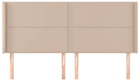 vidaXL Κεφαλάρι με Πτερύγια Καπουτσίνο 183x16x118/128 εκ. Συνθ. Δέρμα
