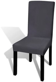 vidaXL Κάλυμμα Καρέκλας Ελαστικό Ίσιο 6 τεμ. Ανθρακί