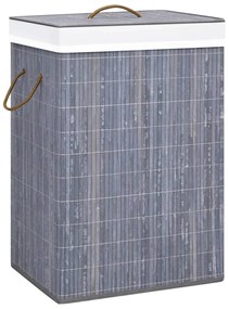 vidaXL Καλάθι Άπλυτων με 1 Τμήμα Γκρι από Μπαμπού