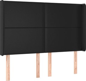 vidaXL Κρεβάτι Boxspring με Στρώμα &amp; LED Μαύρο 140x190 εκ. Συνθ. Δέρμα
