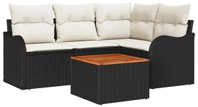 vidaXL Σετ Καναπέ Κήπου 5 pcs Μαύρο Πολυ ράταν