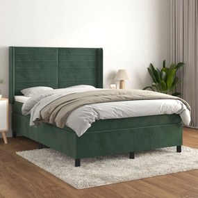 ΚΡΕΒΑΤΙ BOXSPRING ΜΕ ΣΤΡΩΜΑ ΣΚΟΥΡΟ ΠΡΑΣΙΝΟ 140X190ΕΚ. ΒΕΛΟΥΔΙΝΟ 3132738