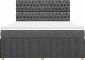 vidaXL Κρεβάτι Boxspring με Στρώμα Σκούρο Γκρι 180x200 εκ Υφασμάτιν
