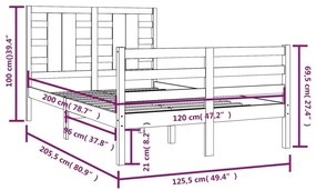 Σκελετός Κρεβ. Χωρίς Στρώμα Λευκό 120x200 εκ Μασίφ Πεύκο - Λευκό