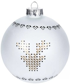 Χριστουγεννιάτικη Μπάλα Γυάλινη Οπαλίνα 8cm 748277c