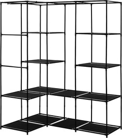 vidaXL Γωνιακή Ντουλάπα Μαύρη 130 x 87 x 169 εκ.