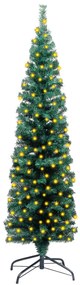 vidaXL Χριστουγεννιάτικο Δέντρο Slim με LED & Βάση Πράσινο 120 εκ. PVC