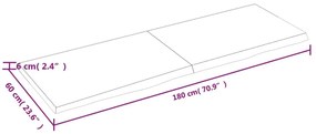 Πάγκος Μπάνιου 180x60x(2-6) εκ. από Ακατέργαστο Μασίφ Ξύλο - Καφέ