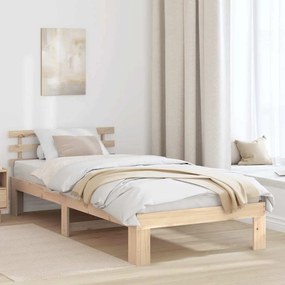 vidaXL Κρεβάτι Ξύλου Πεύκου Φυσικό Ξύλο 75 x 190 cm Κρεβάτι Ορθογώνιο
