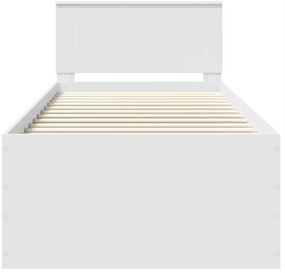 vidaXL Σκελετός Κρεβατιού Λευκό 75 x 190 cm Επεξεργασμένο ξύλο
