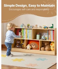VEVOR Montessori Bookshelf, 1140 mm Width Toy Storage Organizer, 5-Section Kids Display Storage Cabinet, Daycare Furniture, Kids Bookshelf for Bedroom, Nursery, Living Room, Entryway, Preschool, Brown