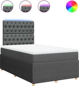 vidaXL Κρεβάτι Boxspring με Στρώμα Σκούρο Γκρι 120x190 εκ Υφασμάτινο