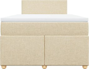 vidaXL Κρεβάτι Boxspring με Στρώμα Κρεμ 120x200 εκ. Υφασμάτινο