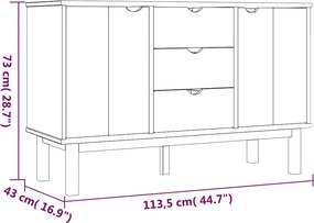 vidaXL Ντουλάπι OTTA 113,5 x 43 x 73 εκ. από Μασίφ Ξύλο Πεύκου