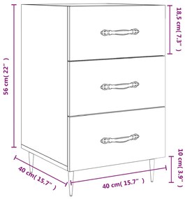 Κομοδίνο Γκρι Sonoma 40 x 40 x 66 εκ. από Επεξεργασμένο Ξύλο - Γκρι