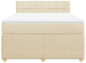 vidaXL Κρεβάτι Boxspring με Στρώμα Κρεμ 140x200 εκ. Υφασμάτινο