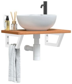 Ράφι Νιπτήρα Τοίχου από Ατσάλι / Μασίφ Ξύλο Οξιάς