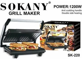 Τοστιέρα Γκριλιέρα 1200W Γκρι Sokany SK-220