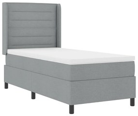 vidaXL Κρεβάτι  με ελατήρια και στρώμα & LED σε ανοιχτό γκρι, 100x200 εκ. από ύφασμα