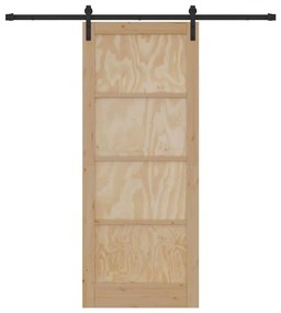 vidaXL Συρόμενη Πόρτα Φυσικό και μαύρο 86 x 211 cm
