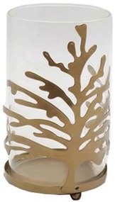 Βάση Ρεσώ Ember 033228 9x9x14cm Gold Μέταλλο,Γυαλί