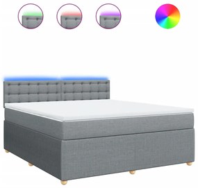 Κρεβάτι Boxspring με Στρώμα Ανοιχτό Γκρι 180x200 εκ. Υφασμάτινο - Γκρι