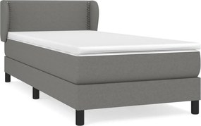 vidaXL Κρεβάτι Boxspring με Στρώμα Σκούρο Γκρι 90x200 εκ. Υφασμάτινο