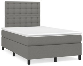 Κρεβάτι Boxspring με Στρώμα Σκούρο Γκρι 120x190 εκ Υφασμάτινο - Γκρι