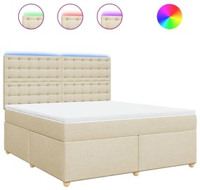 Κρεβάτι Boxspring με Στρώμα Κρεμ 180x200 εκ. Υφασμάτινο - Κρεμ