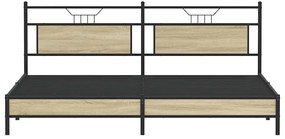 vidaXL Σκελετός Κρεβ. Χωρίς Στρώμα Sonoma Δρυς 193x201 εκ. Μεταλλικό