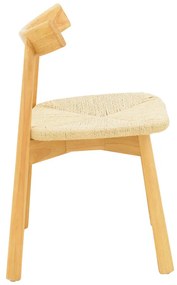 Καρέκλα Clareta pakoworld rubberwood-σχοινί σε φυσική απόχρωση 53x55x79εκ