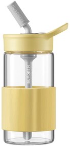 Buydeem CD1017-MY φορητό μπουκάλι ποτών, 500 ml, Ενσωματωμένο καλαμάκι, Αδιάβροχο, Ανθεκτικό στη θερμότητα γυαλί έως 150°C, Χωρίς BPA, Κίτρινο