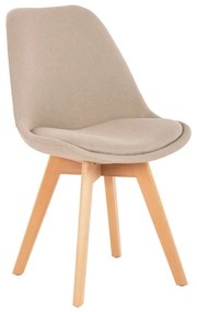Καρέκλα Vegas HM0033.54 48x58x80cm Με Πόδια Οξιάς & Ύφασμα Beige Wood, Fabric