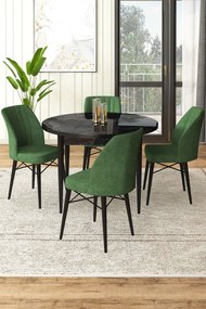 Dining Table &amp; Chairs Set (5 Pieces) Rox - Black Marble, Khaki Black Marble
Khaki