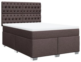 vidaXL Κρεβάτι Boxspring με Στρώμα Σκούρο Καφέ 160x200 εκ Υφασμάτινο