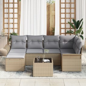 vidaXL Σετ Καναπέ 7 τεμαχίων  με Μαξιλάρια Μαύρο Ρατάν