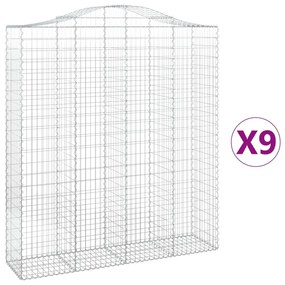 vidaXL Συρματοκιβώτια Τοξωτά 9 τεμ. 200x50x220/240 εκ. Γαλβαν. Ατσάλι