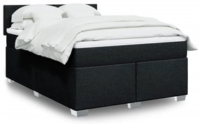 vidaXL Κρεβάτι Boxspring με Στρώμα Μαύρο 160x200 εκ. Υφασμάτινο