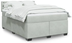 vidaXL Κρεβάτι Boxspring με Στρώμα Ανοιχτό Γκρι 140x200 εκ. Βελούδινο