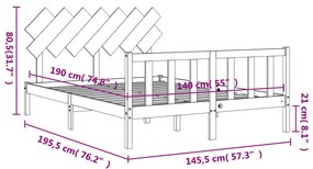 ΠΛΑΙΣΙΟ ΚΡΕΒΑΤΙΟΥ ΜΕ ΚΕΦΑΛΑΡΙ ΛΕΥΚΟ 140X190 ΕΚ. ΜΑΣΙΦ ΞΥΛΟ 3193447