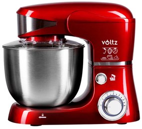 Πλανητικός αναδευτήρας Voltz V51115G, 1600W, 5 λίτρα, 3 αναδευτήρες, 6 ταχύτητες, LED, κόκκινο μεταλλικό