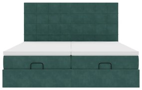vidaXL Οθωμανικό κρεβάτι με στρώματα&LEDs Dark Green 180x200cm Velvet