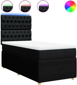 vidaXL Κρεβάτι Boxspring με Στρώμα Μαύρο 90x200 εκ. Υφασμάτινο