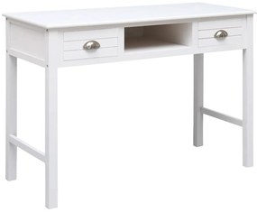 vidaXL Γραφείο Λευκό 108 x 45 x 76 εκ. από Μασίφ Ξύλο Παυλώνιας