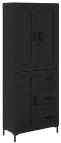 vidaXL Highboard με συρτάρι 2 pcs Μαύρη Οξυά Επεξεργασμένο ξύλο