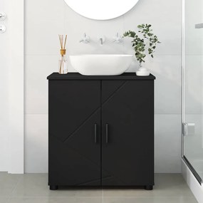 vidaXL Ντουλάπι Μπάνιου Μαύρο 61 x 35 x 64 εκ. Επεξεργασμένο ξύλο
