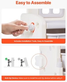 VEVOR  4-Tier Kids Toy Storage with Bookshelf with 10 Movable Plastic Bins