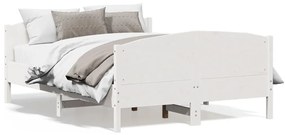 Πλαίσιο Κρεβατιού με Κεφαλάρι Λευκό 135x190 εκ. Μασίφ Πεύκου